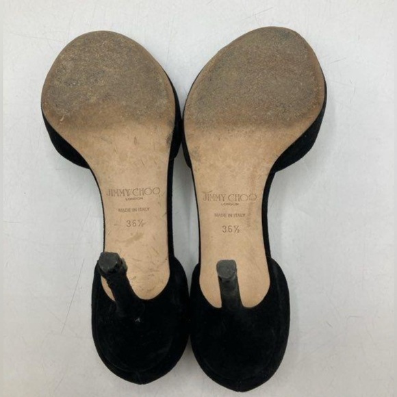 Jimmy Choo Black Suede Crystal Embellished Sandal Heels Pump Sz 36.5 us 6 - Picture 6 of 7